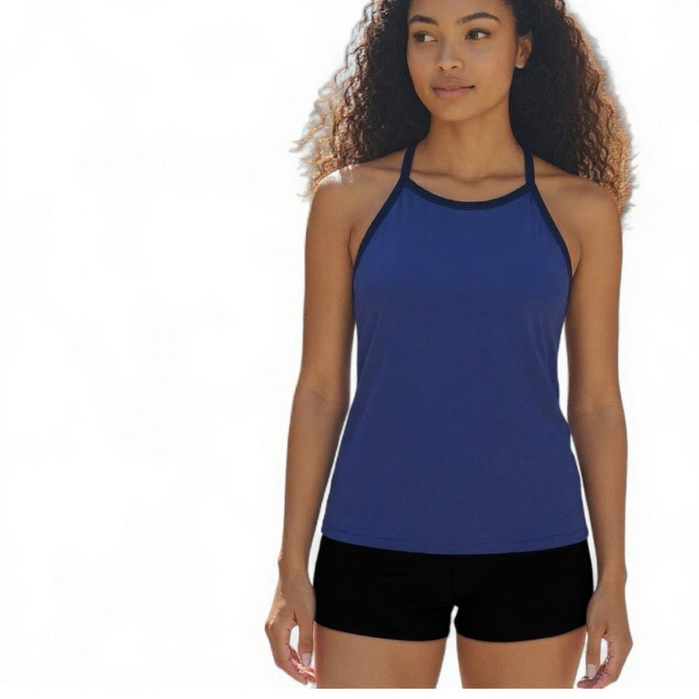 Lululemon | Power Y Athletic Tank, Purple, Navy Straps,‎ Pink Stitching, Size 6
